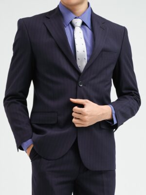 【紳士版】丈青寬白紋