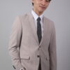 【新修身版】淺卡其細紋成套西裝・日系文青暖男款