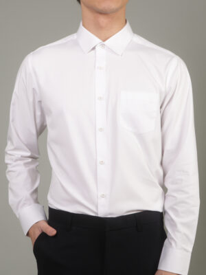 實搭白色淡直條紋襯衫・百搭口袋款