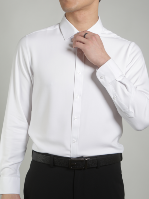 免燙白色襯衫・柔軟彈性佳・小領設計