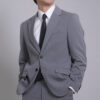 【新紳士版】淺灰質感素面成套西裝・氣質暖男款