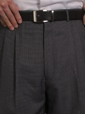 灰色千鳥格打摺西裝褲