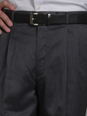 灰色素面打摺西裝褲