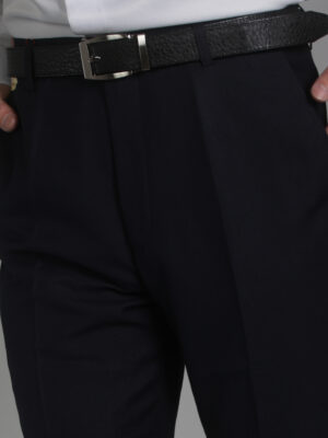 丈青微珠光平面西裝褲