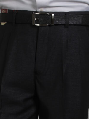 黑色微珠光打摺西裝褲