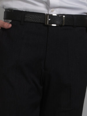 黑色微珠光平面西裝褲