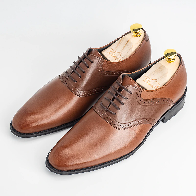 台灣手工皮鞋|經典熱銷・繫帶小牛皮鞍部牛津鞋 焦糖棕