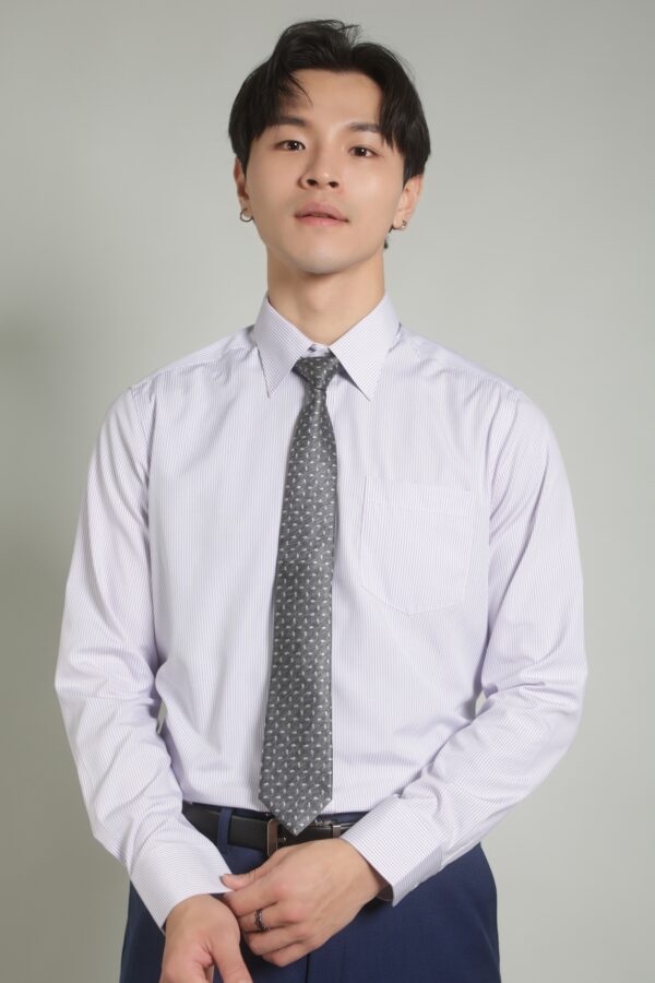 淺紫直條紋襯衫・直挺抗皺