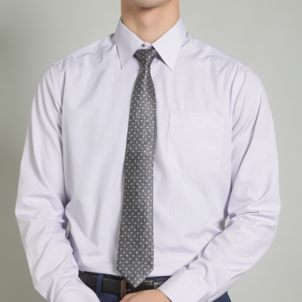 淺紫直條紋襯衫・直挺抗皺