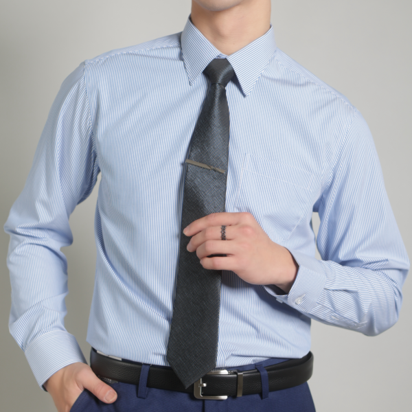 藍色直條紋襯衫・直挺抗皺