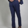 海軍藍直筒平面西裝褲