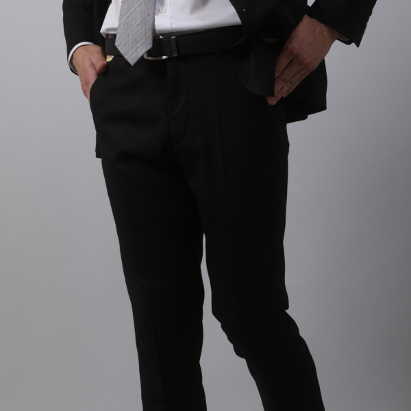 經典黑色直筒平面西裝褲