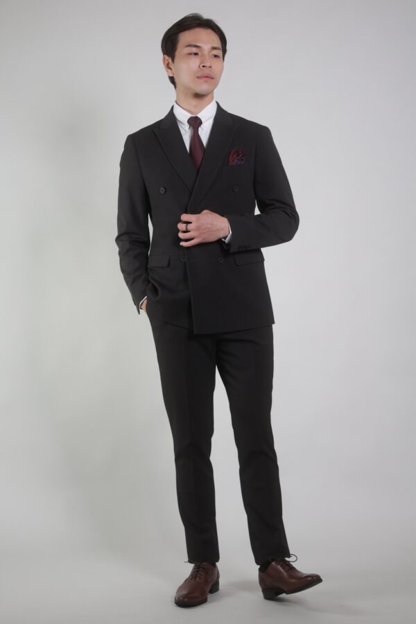 【新修身版】【雙排釦】深黑灰色成套西裝・劍領設計・沉穩質感款