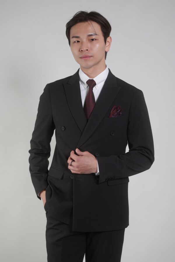 【新修身版】【雙排釦】深黑灰色成套西裝・劍領設計・沉穩質感款