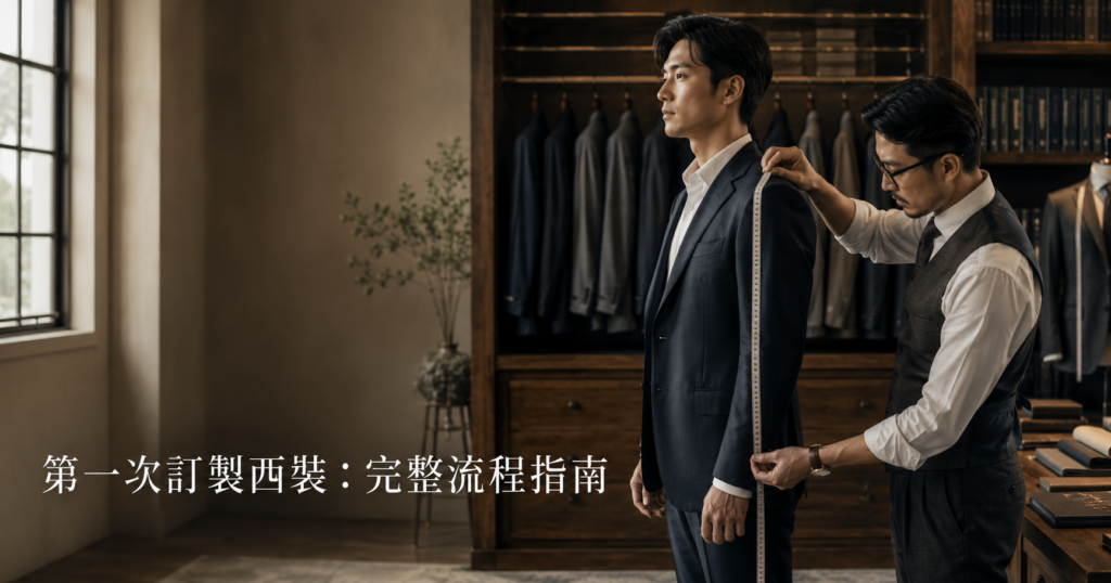 訂製西裝流程 — 量身師為顧客量尺寸
