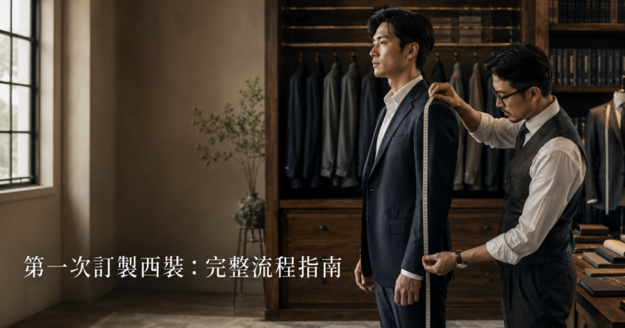 訂製西裝流程 — 量身師為顧客量尺寸