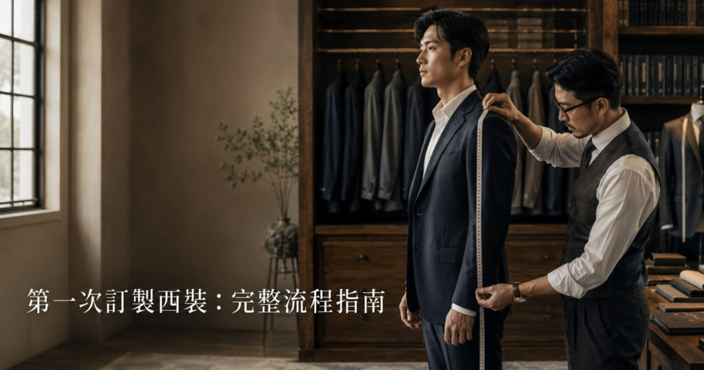 訂製西裝流程 — 量身師為顧客量尺寸