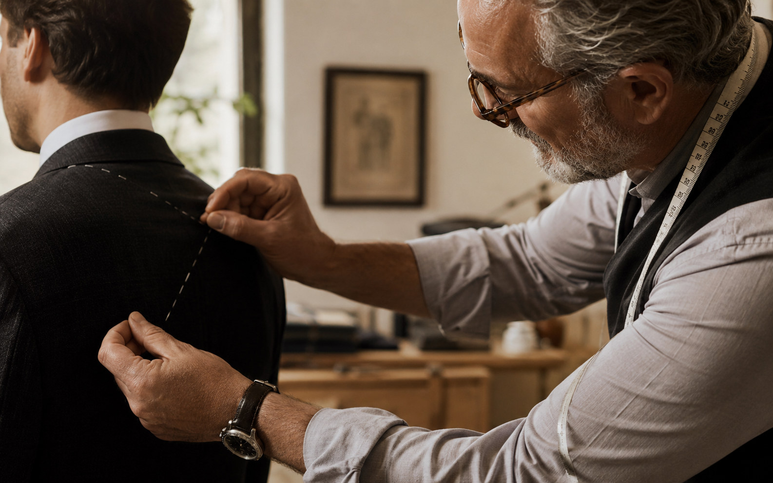 卡爾登西服訂製流程 — 師傅量身與試穿畫面