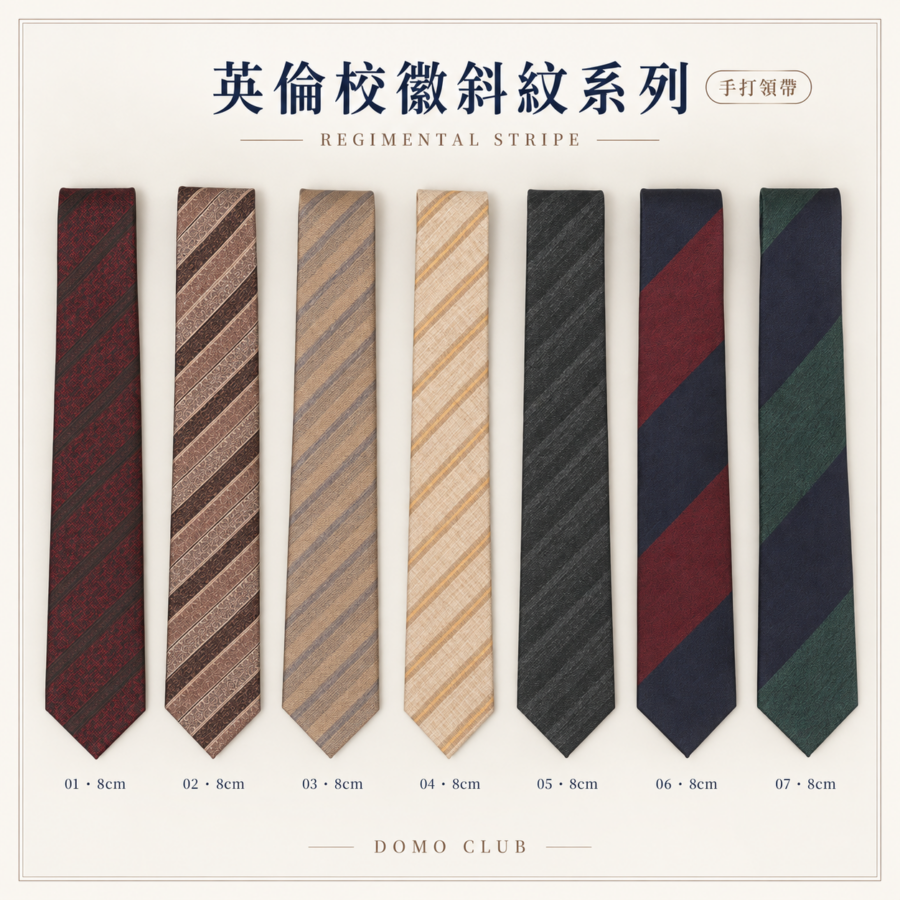 英倫校徽斜紋系列手打領帶封面圖