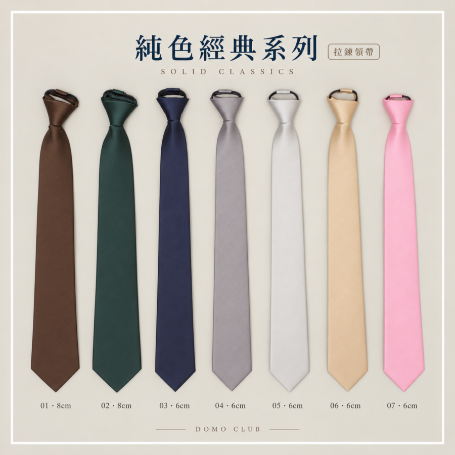 純色經典系列拉鍊領帶七色一覽